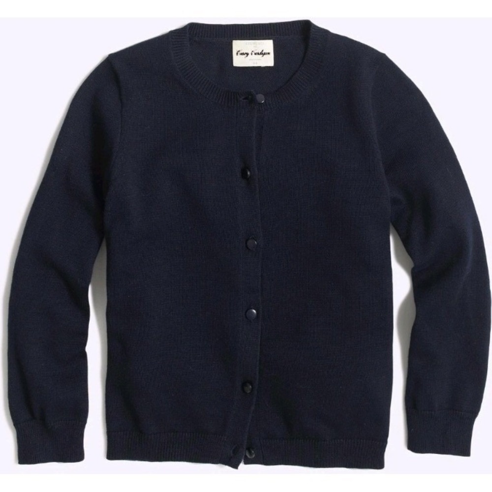 Crewcuts J.Crew Girls Everyday Cardigan Sweater Navy Blue BS335 Size L 10-11 NEW
